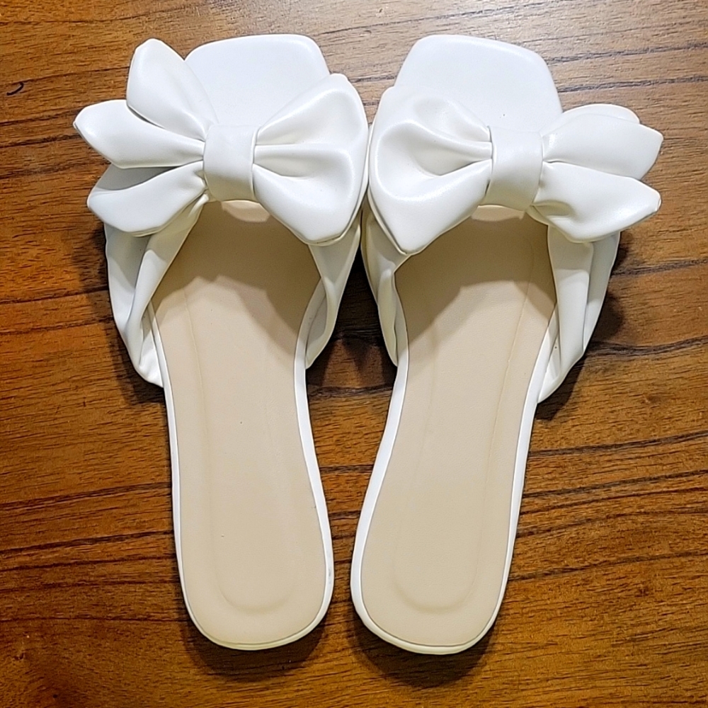 White Bow Sandals (Adult Women's Size)